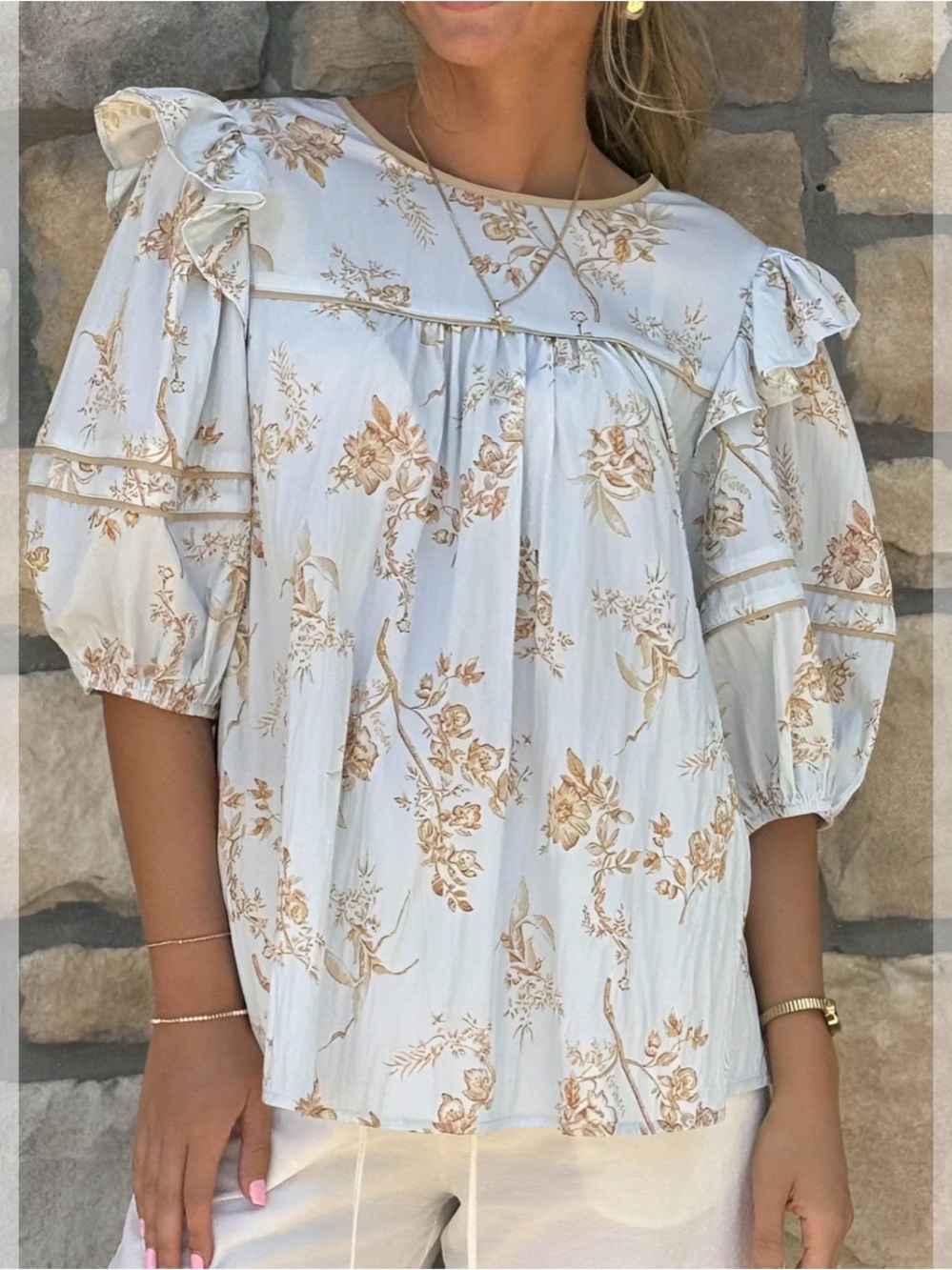 Sage Vell Ruffled Babydoll Blouse size S